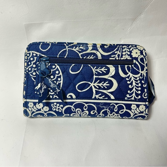 Vera Bradley Twirly Birds Navy Turn Lock Long Wallet Clutch Multi Compartment - Picture 10 of 11